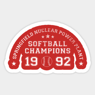 Springfield Nuclear Power Plant Softball Champs (White) Sticker